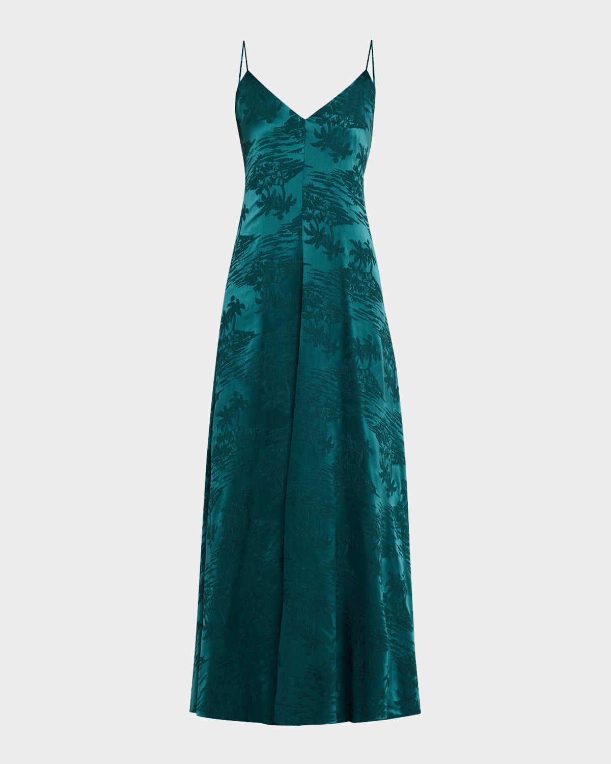 Levine Sleeveless Jacquard Satin Maxi Dress