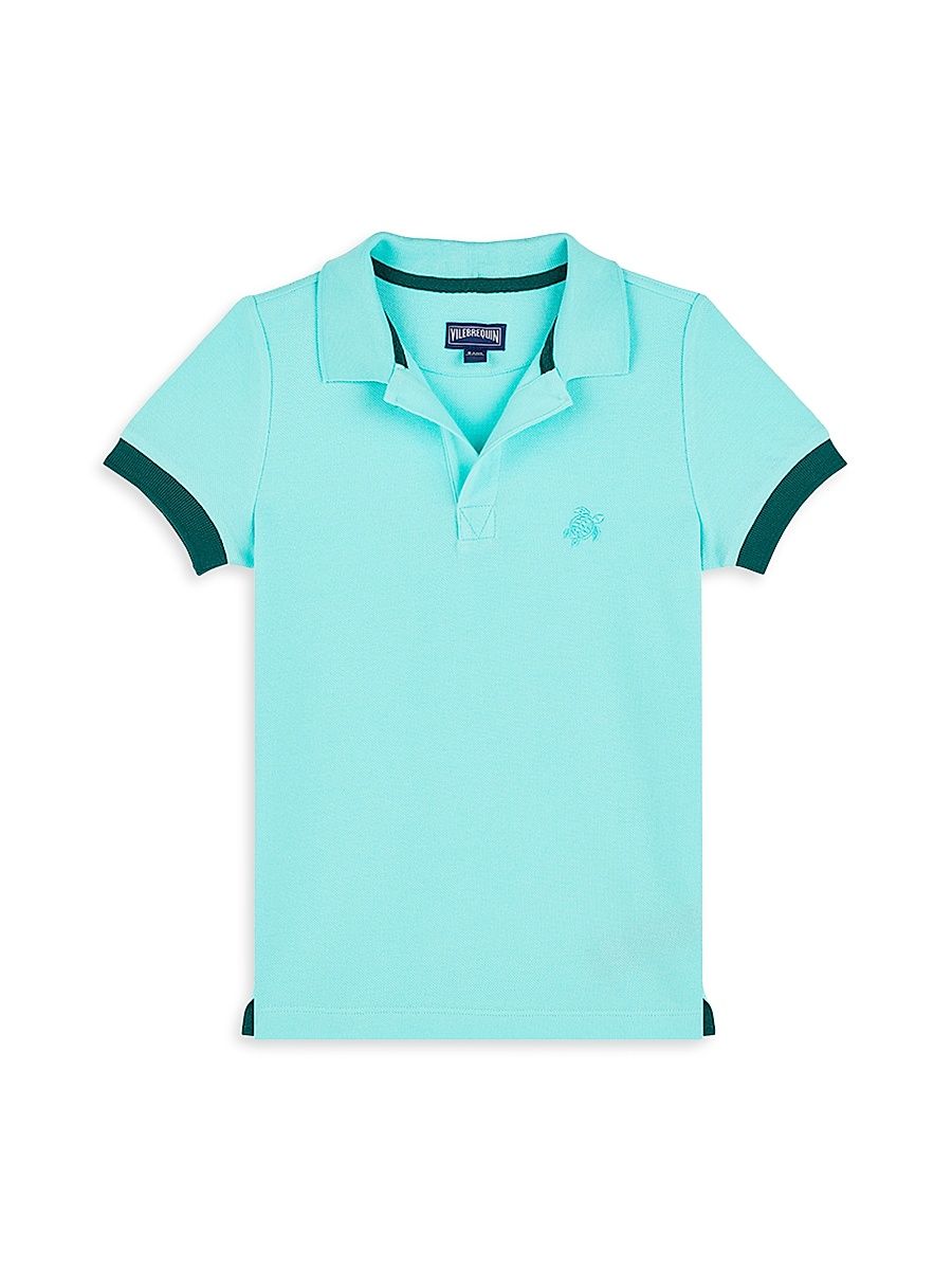 Little Boy's & Boy's Piqué Polo Shirt - Lagoon - Size 14