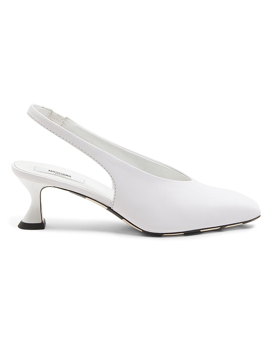 Women's Carla 55MM Leather Slingback Pumps - White - Size 11