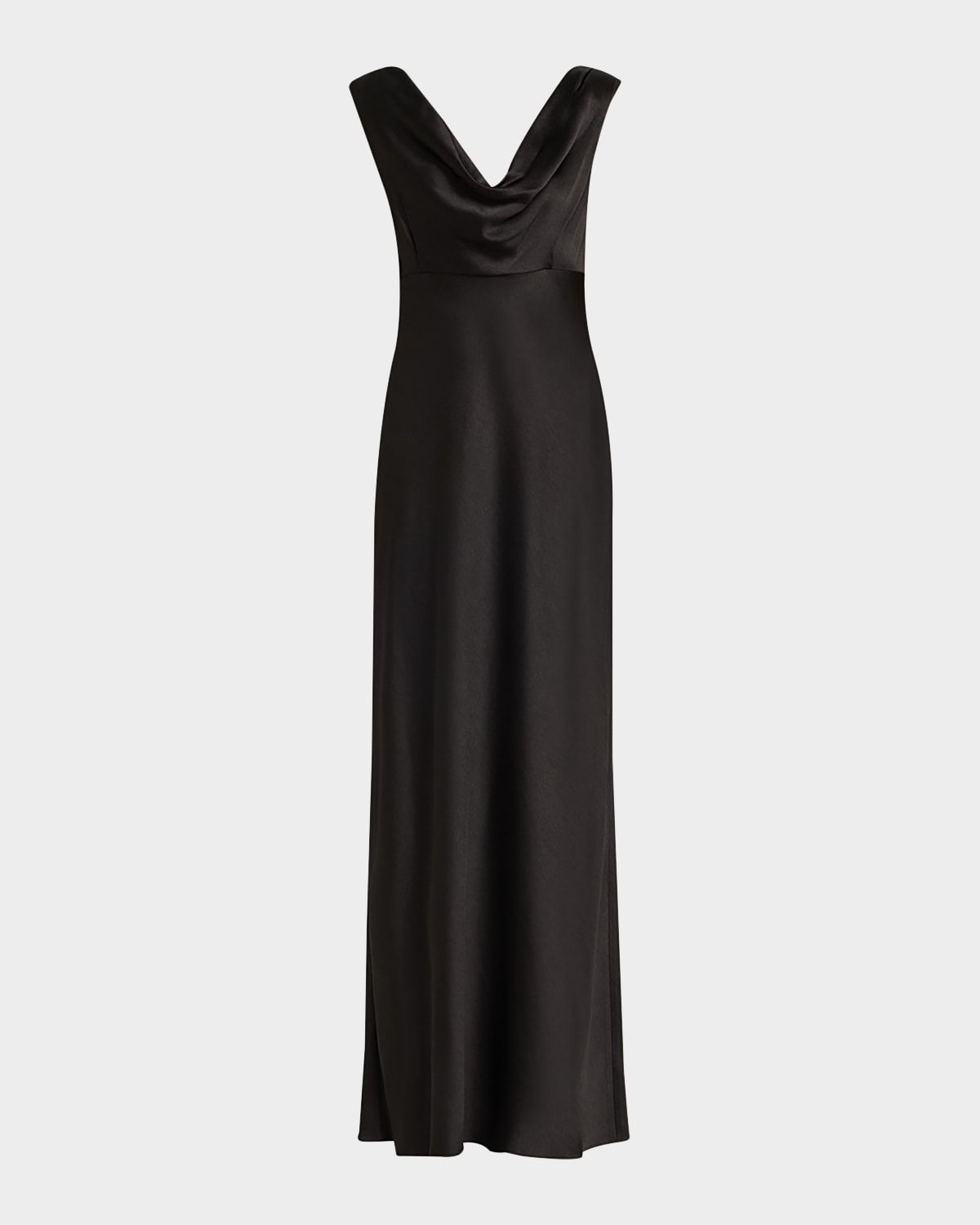 Draped Satin Cowl-Neck Dress