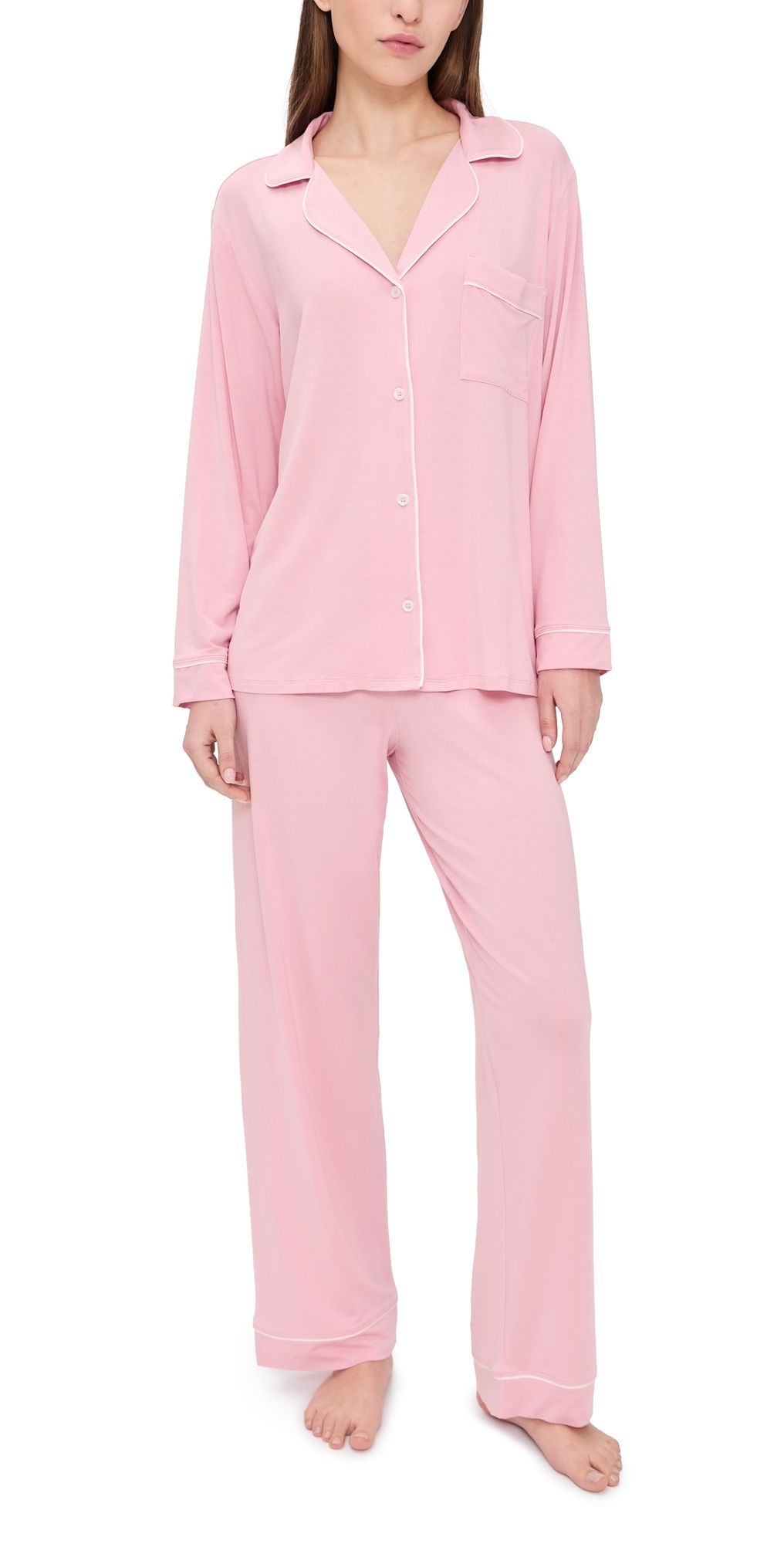 Eberjey Gisele Long Pajama Set Pink Nectar/Ivory XXL