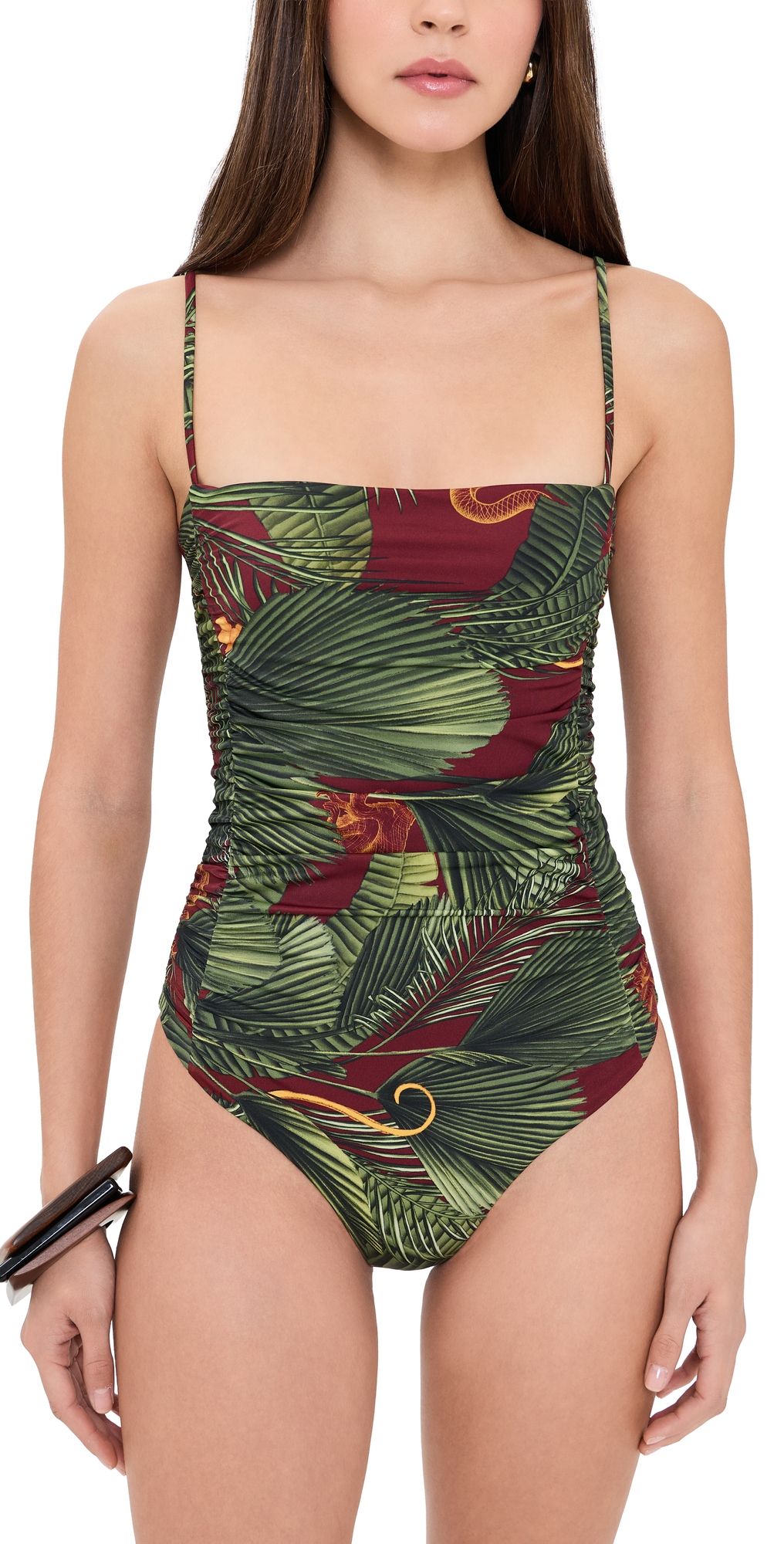 Johanna Ortiz Whispering Tides One Piece Wine/Green M
