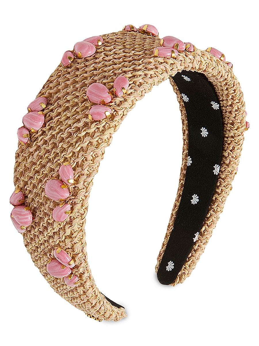 Women's Palm Beach Brigitte Trilogy Stone Headband - Coral Raffia