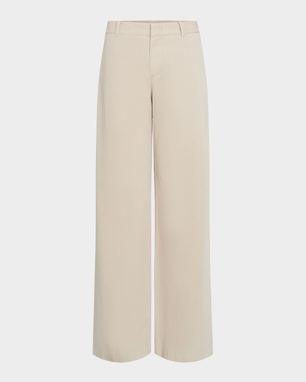 Mid-Rise Wide-Leg Cotton Trousers
