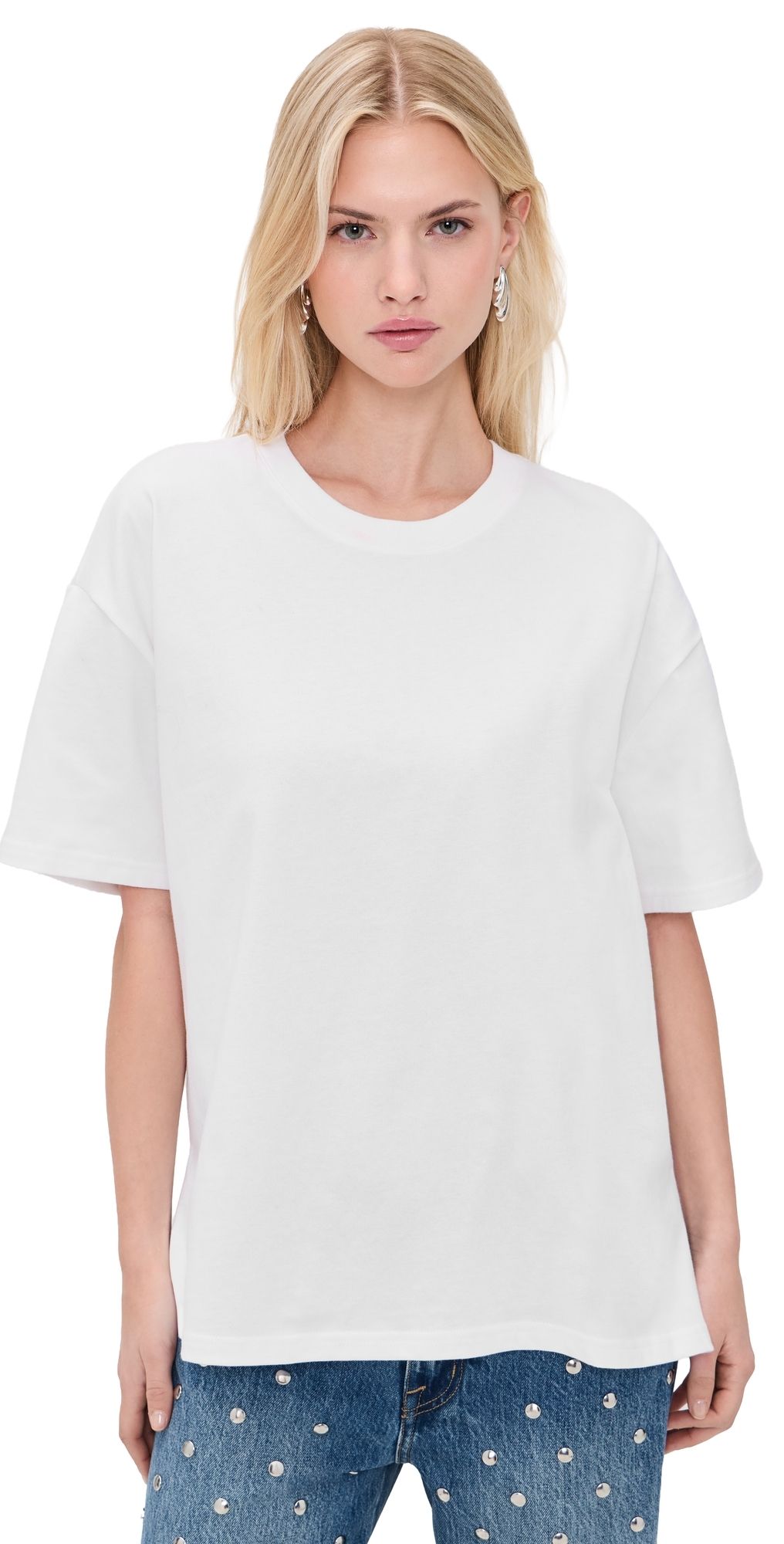 Good American Cotton Oversized Tee White001 S