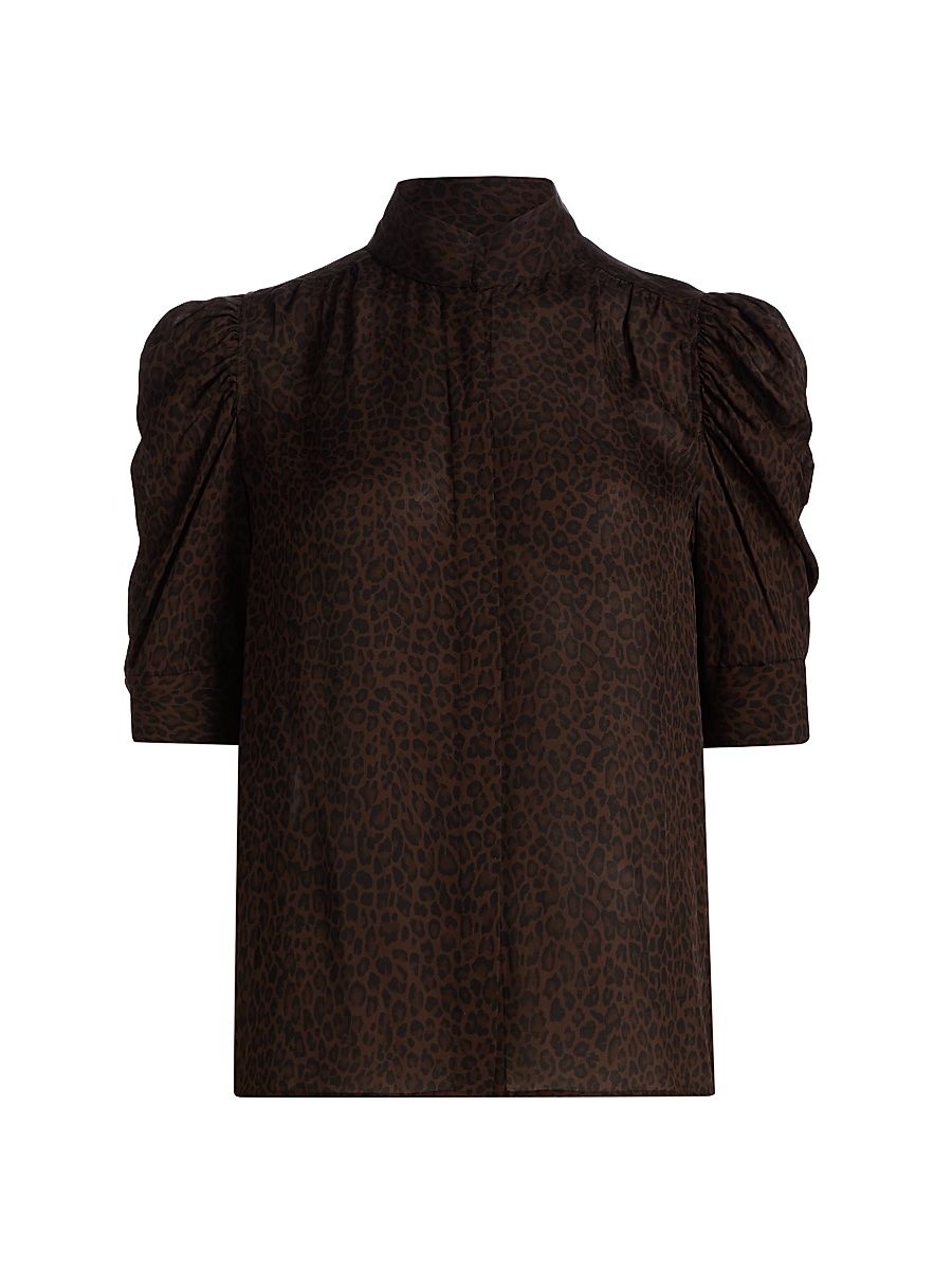 Women's Gillian Leopard Silk Top - Leopard - Size XL