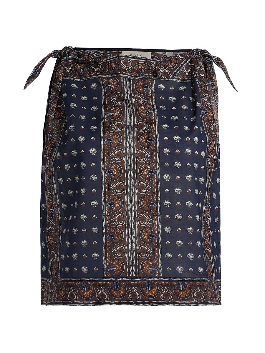 Women's Amalia Shell-Print Cotton Top - Bleu Foulard De La Mer - Size XXS