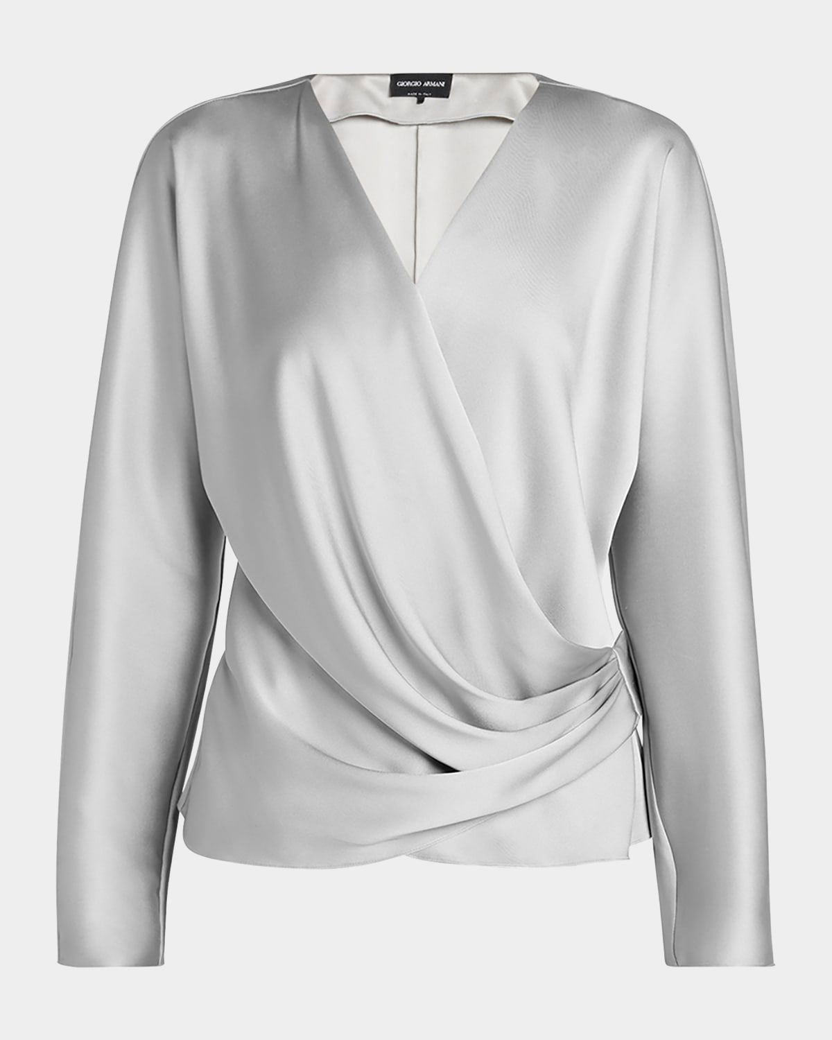 Draped Double Silk Wrap Shirt