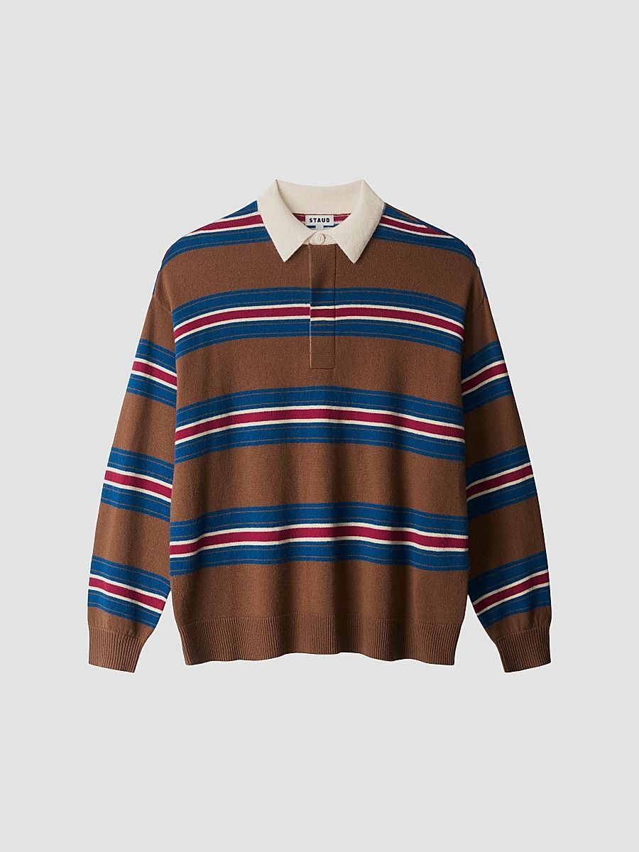 Women's Michael Striped Cashmere Polo Sweater - Savoy Stripe - Size XS