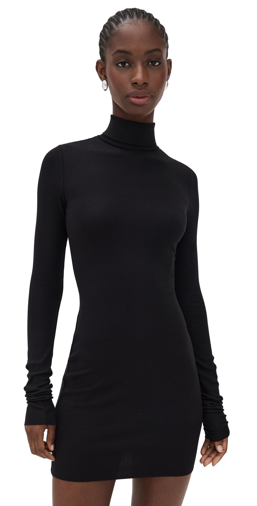 Éterne Long Sleeve Turtleneck Mini Dress Black XL