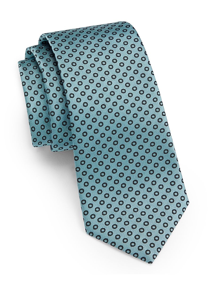 Men's Geometric Silk Tie - Aquamarine