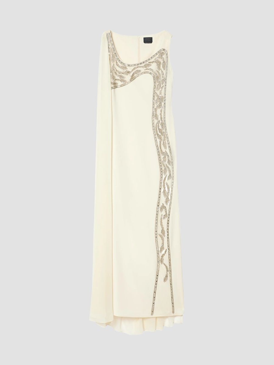 Marina Rinaldi Women's Embroidered Cady Dress - Light Yellow - Size 20