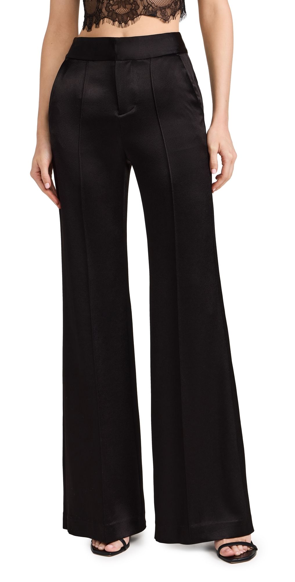 ALICE + OLIVIA Dylan Satin Pants Black 14