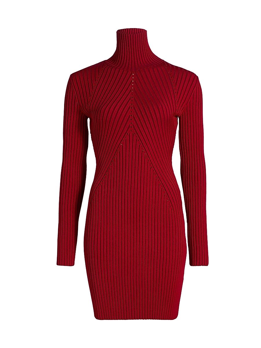 Women's Louis Ribbed Body-Con Minidress - Scarlet Red - Size Medium