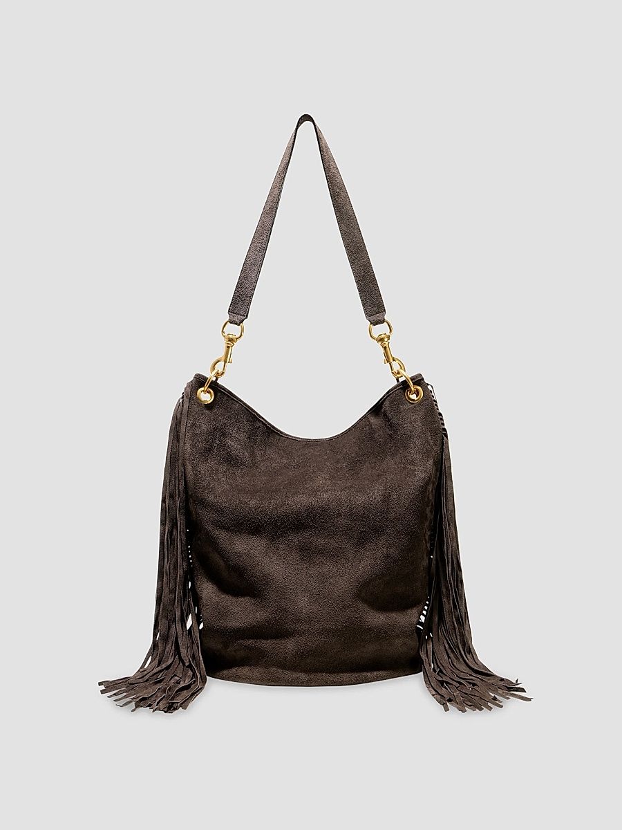Women's Asher Suede Fringe Shoulder Bag - Chocolate Brown