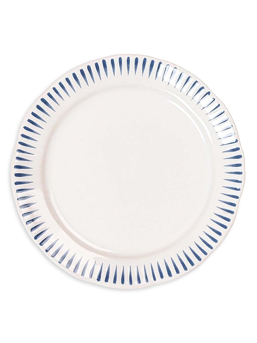 Sitio Striped Dinner Plate - White Washd Elft Blue