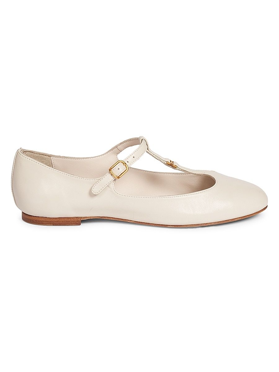 Women's Marcie Leather Ballerina Flats - Eggshell - Size 9