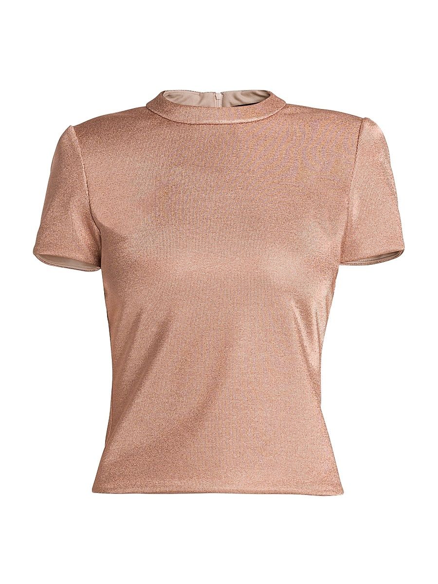 Women's Metallic Bonded Jersey T-Shirt - Pink Gold - Size 10