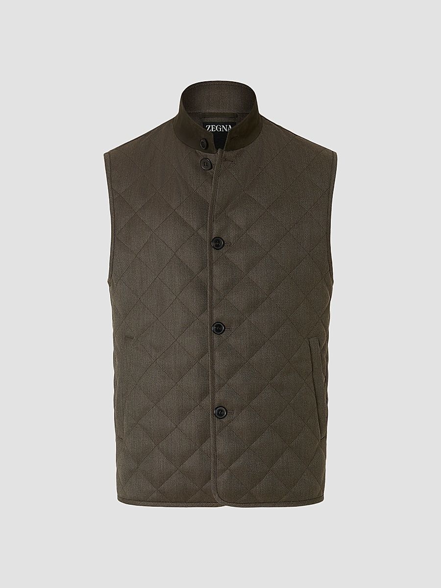 ZEGNA Men's Trofeo Wool Vest - Dark Olive Green - Size 46