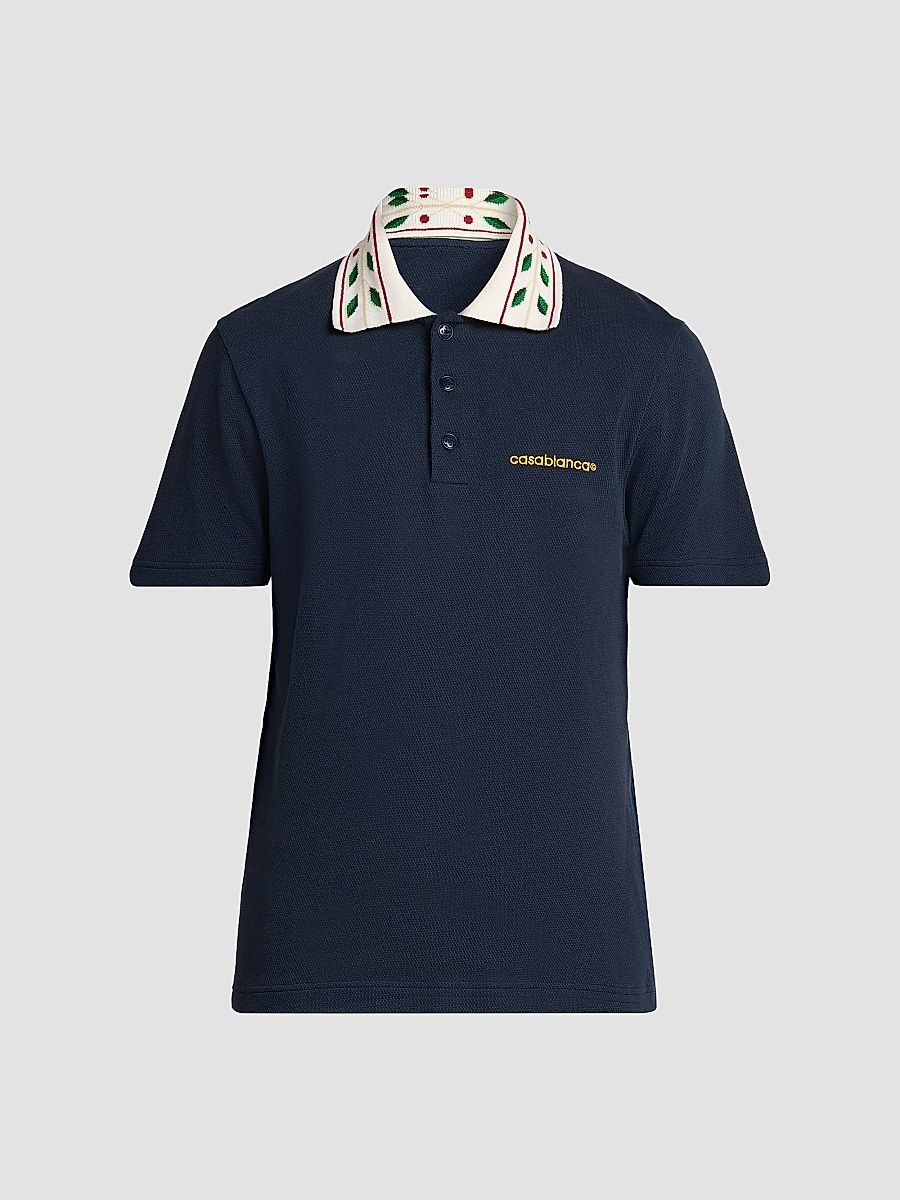 Men's Laurel Cotton Pique Polo Shirt - Navy - Size XXL