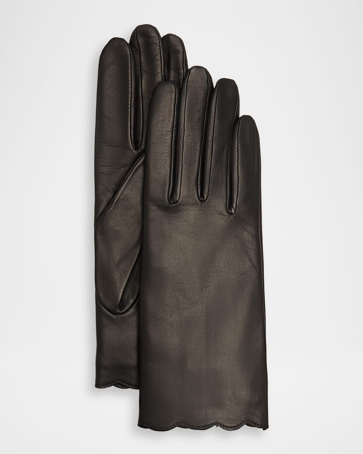 Scalloped Nappa Leather Gloves