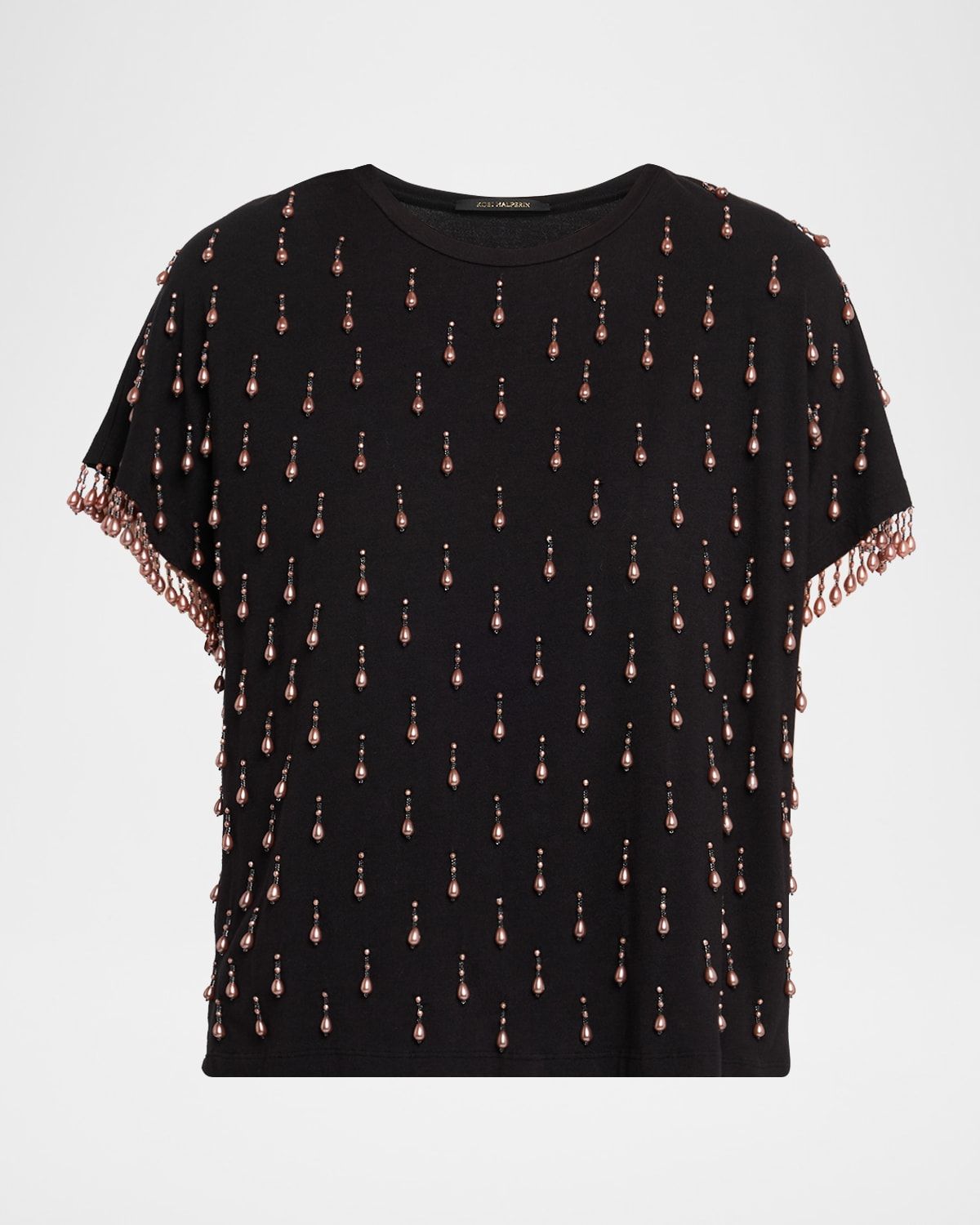 Carmel Beaded Cotton Knit Tee