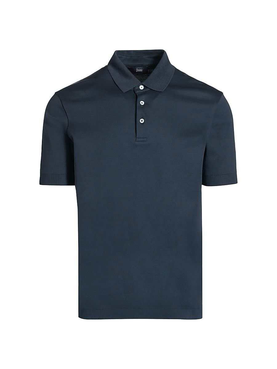 Men's Cotton Polo Shirt - Navy - Size 44