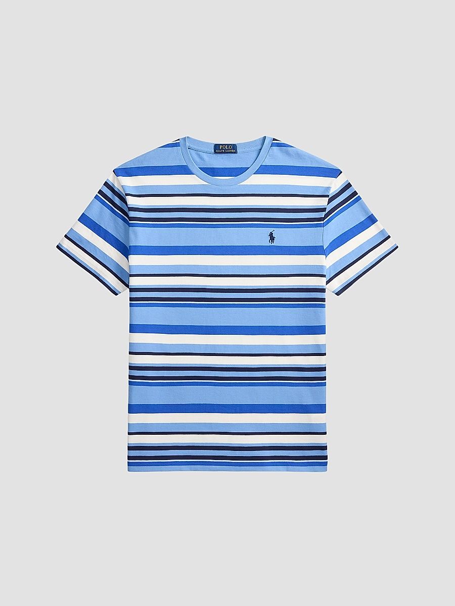 Men's Striped Cotton T-Shirt - Bristol Blue Multi - Size XXL