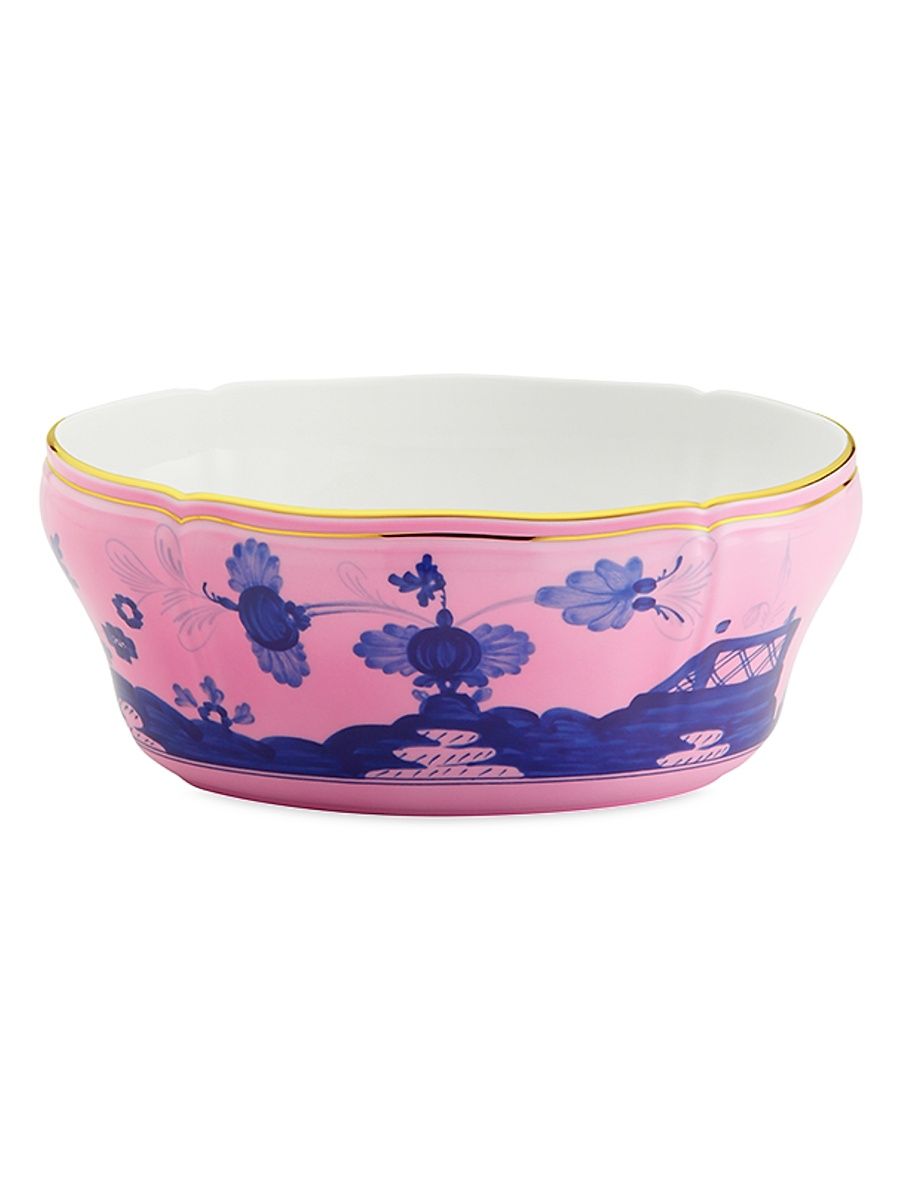 Oriente Italiano Gold-Rimmed Salad Bowl - Azalea