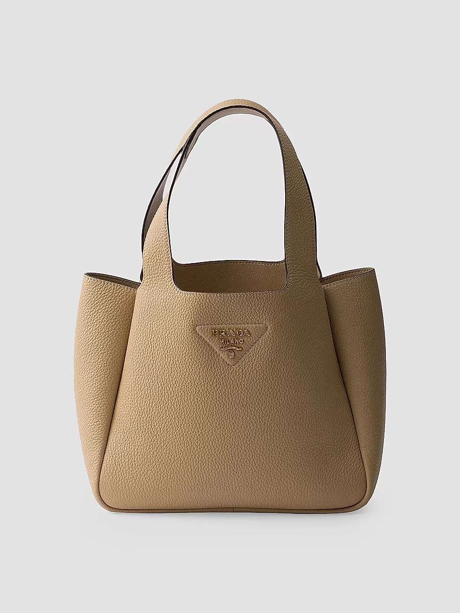Prada Women's Small Leather Tote Bag - Beige Khaki