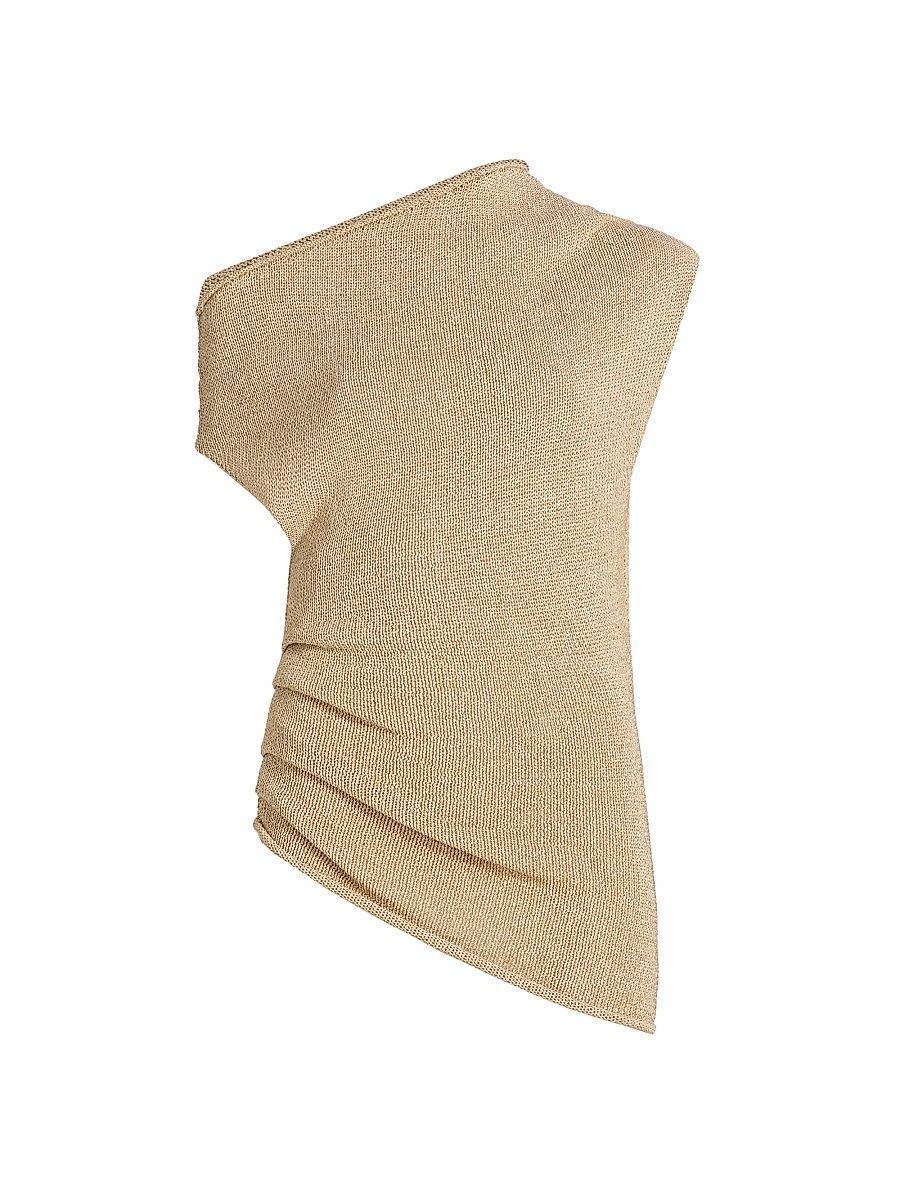 Women's Joni Asymmetric Knit Off-Shoulder Sweater - Light Brown - Size XL