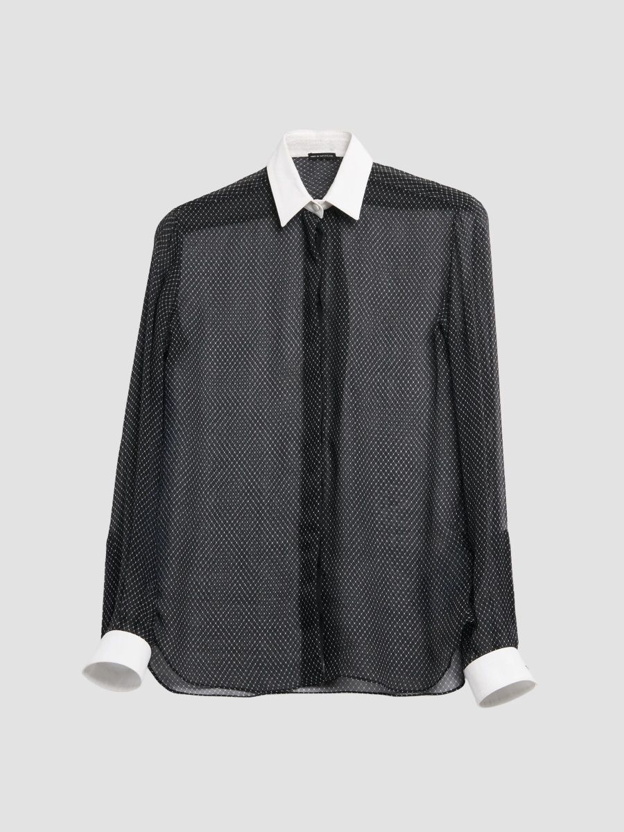 TOM FORD Women's Losange Sheer Shirt - Black White - Size 0