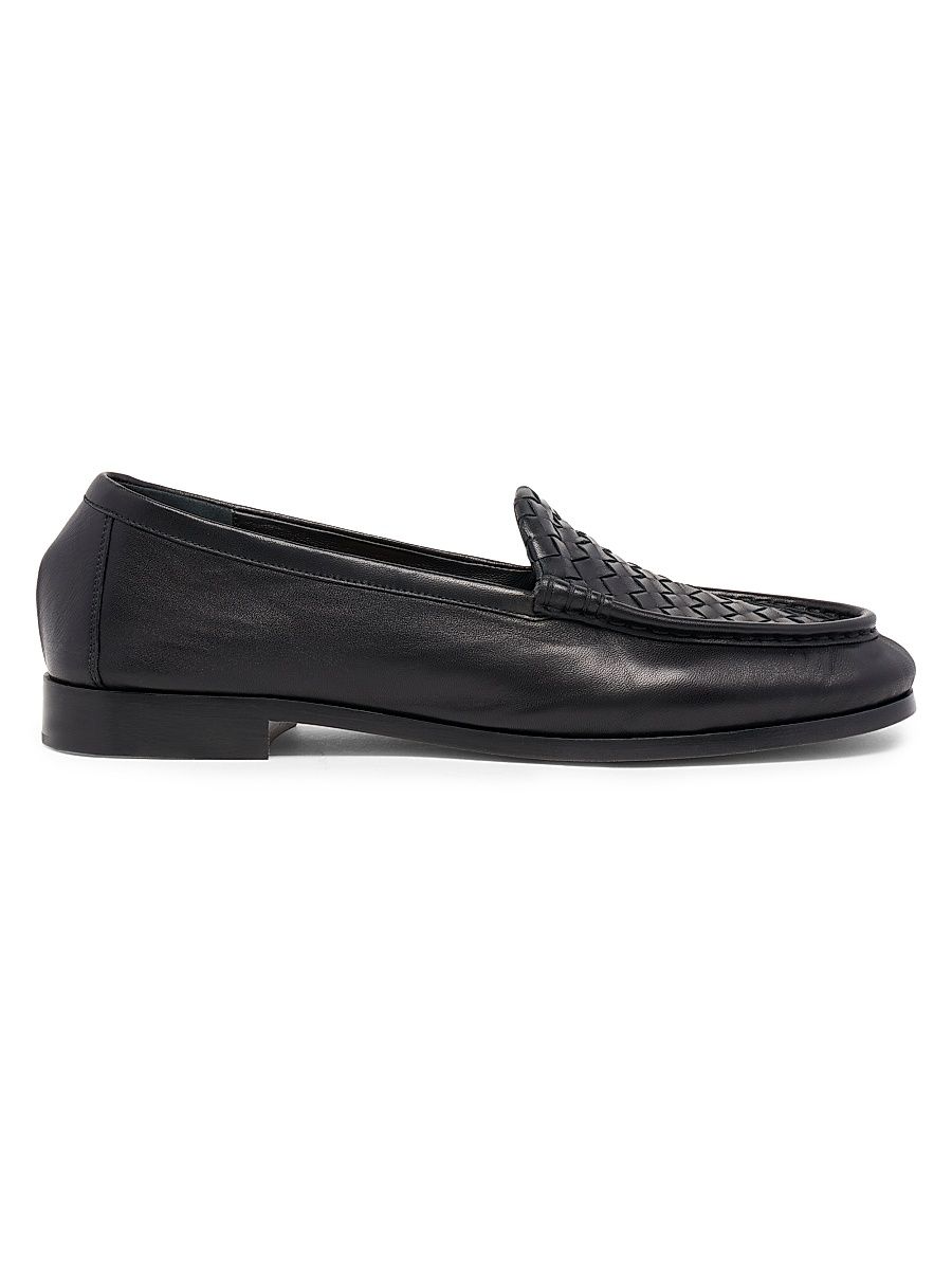 Men's Silenzio Intrecciato Leather Loafers - Black - Size 11