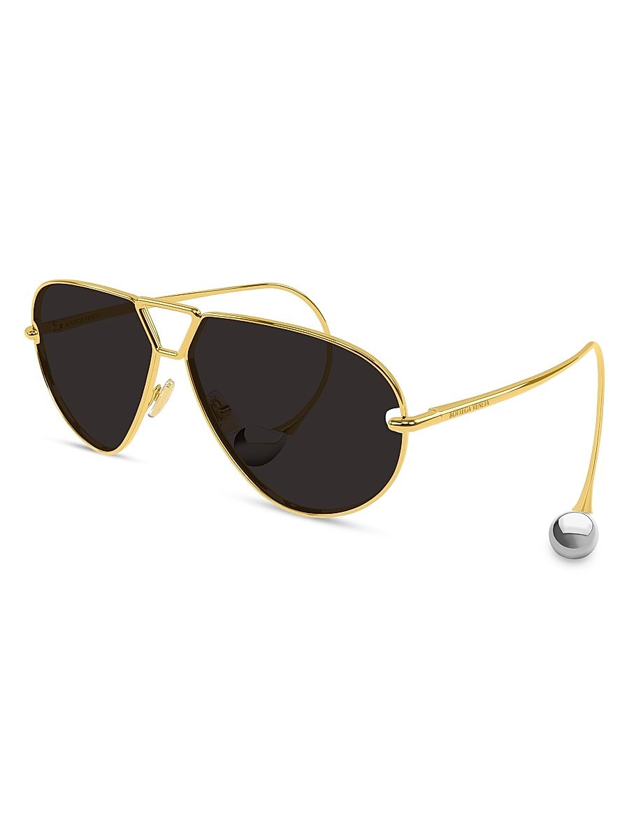 Women's Drop 64MM Aviator Sunglasses - Gold Black