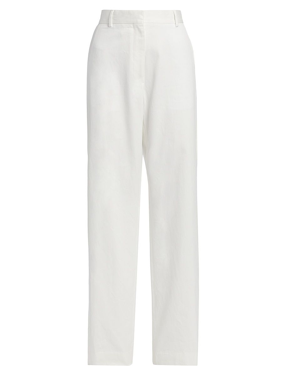 Women's Paxy Cotton Straight-Leg Pants - White - Size 10