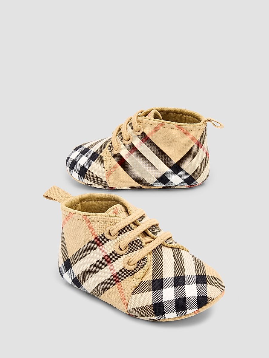 Baby's Check Booties - Sand - Size 4