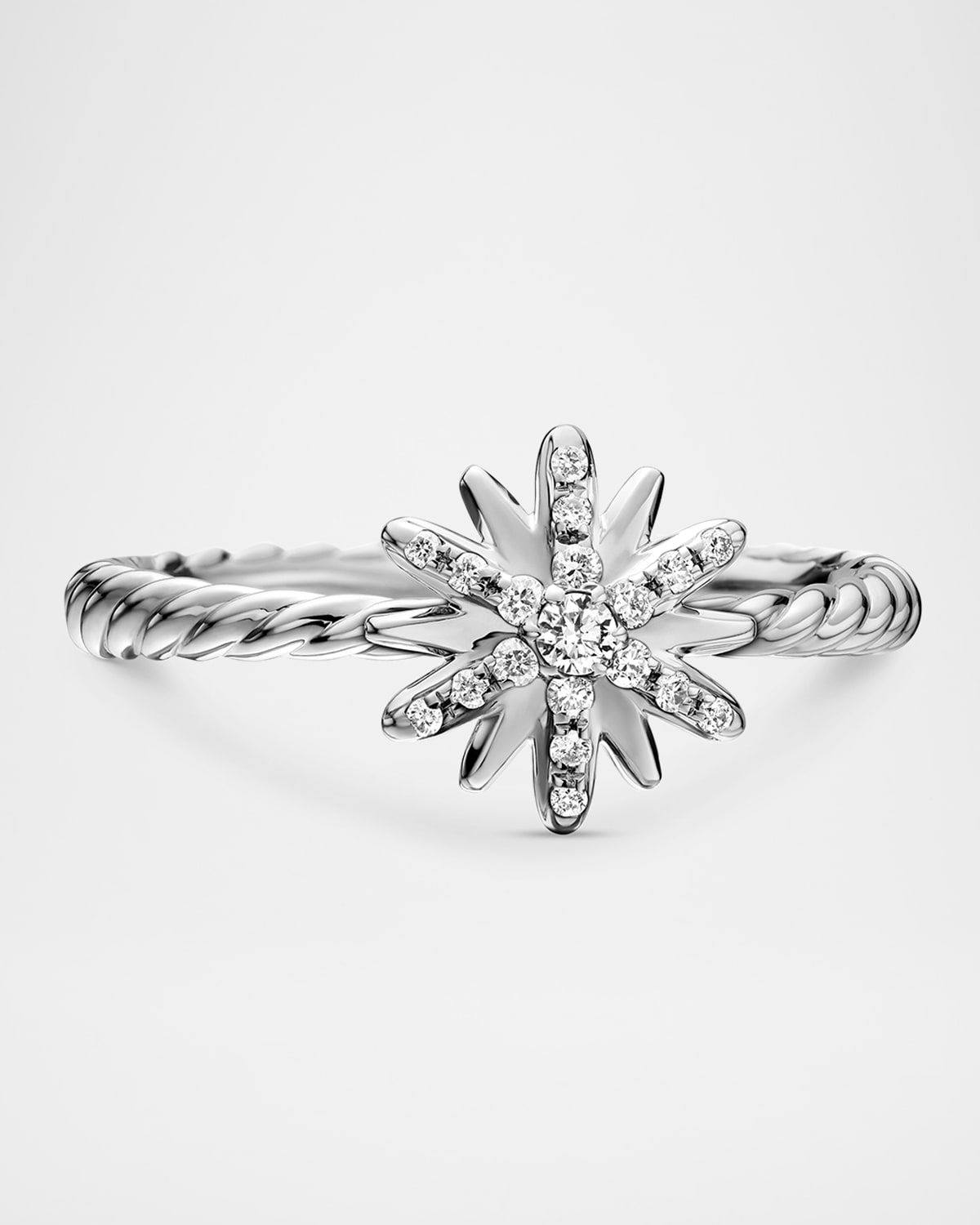 Petite Starburst Station Ring in Sterling Silver with Diamonds