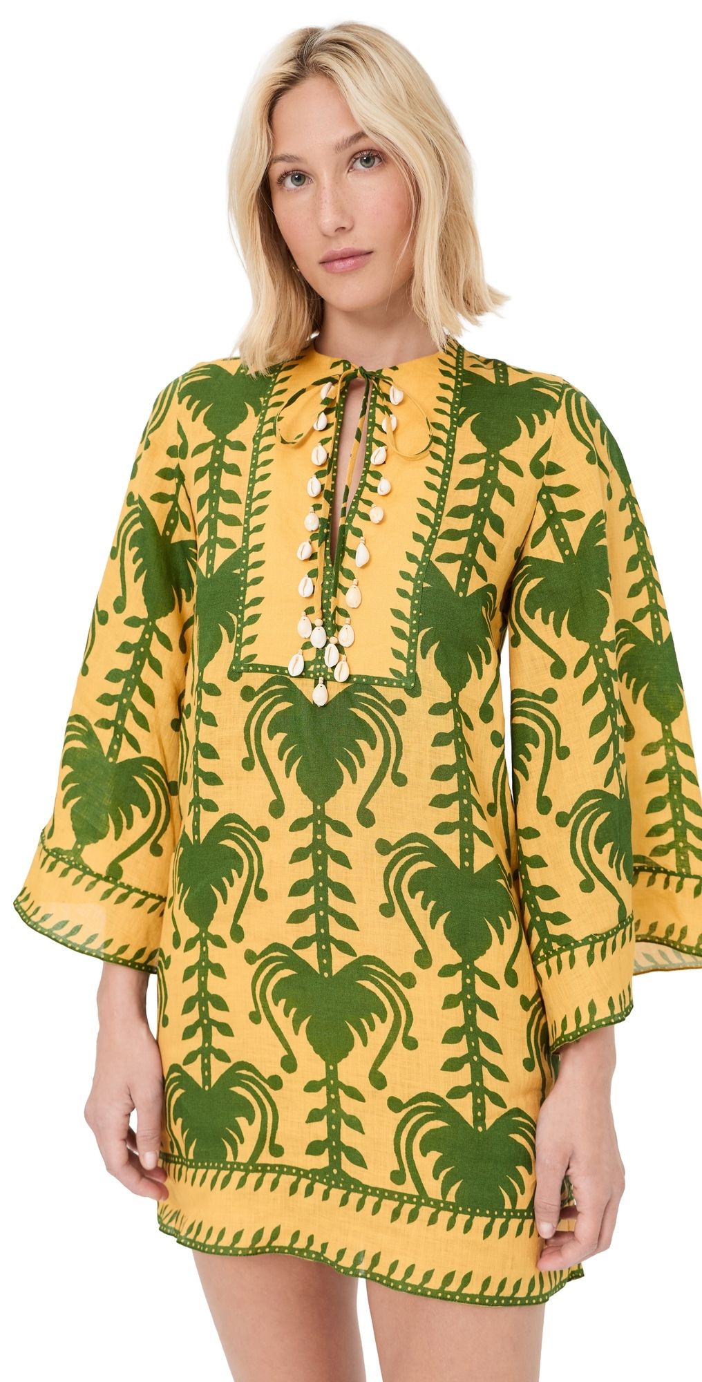 Johanna Ortiz Wild Savannah Tunic Dress Yellow/Light Green 4