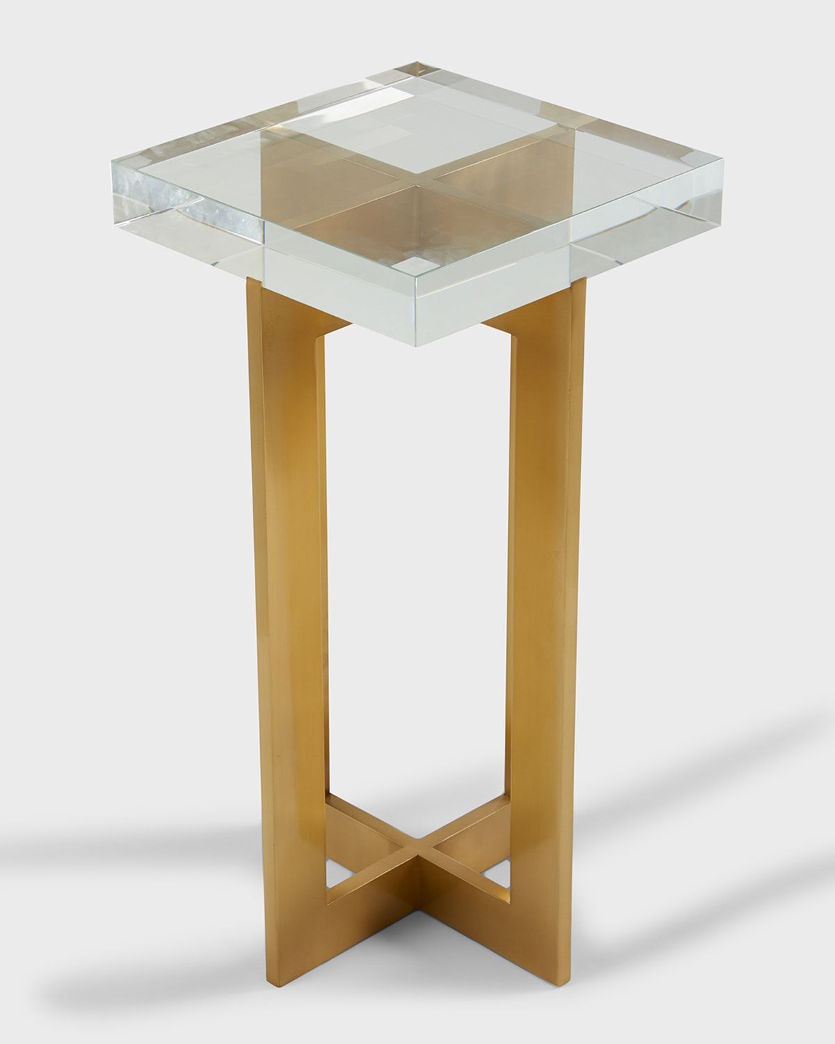Polished Brass and Crystal Martini Table