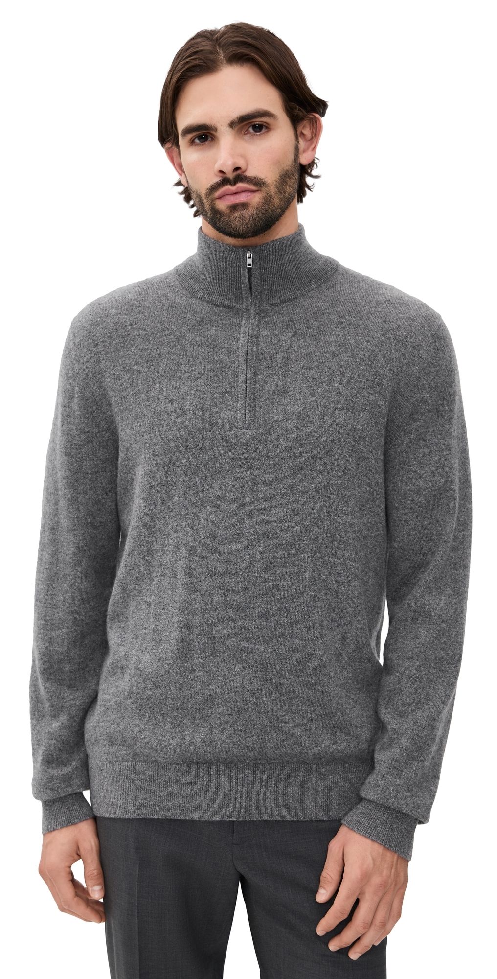 Vince Cashmere Quarter Zip Sweater Med H Grey M