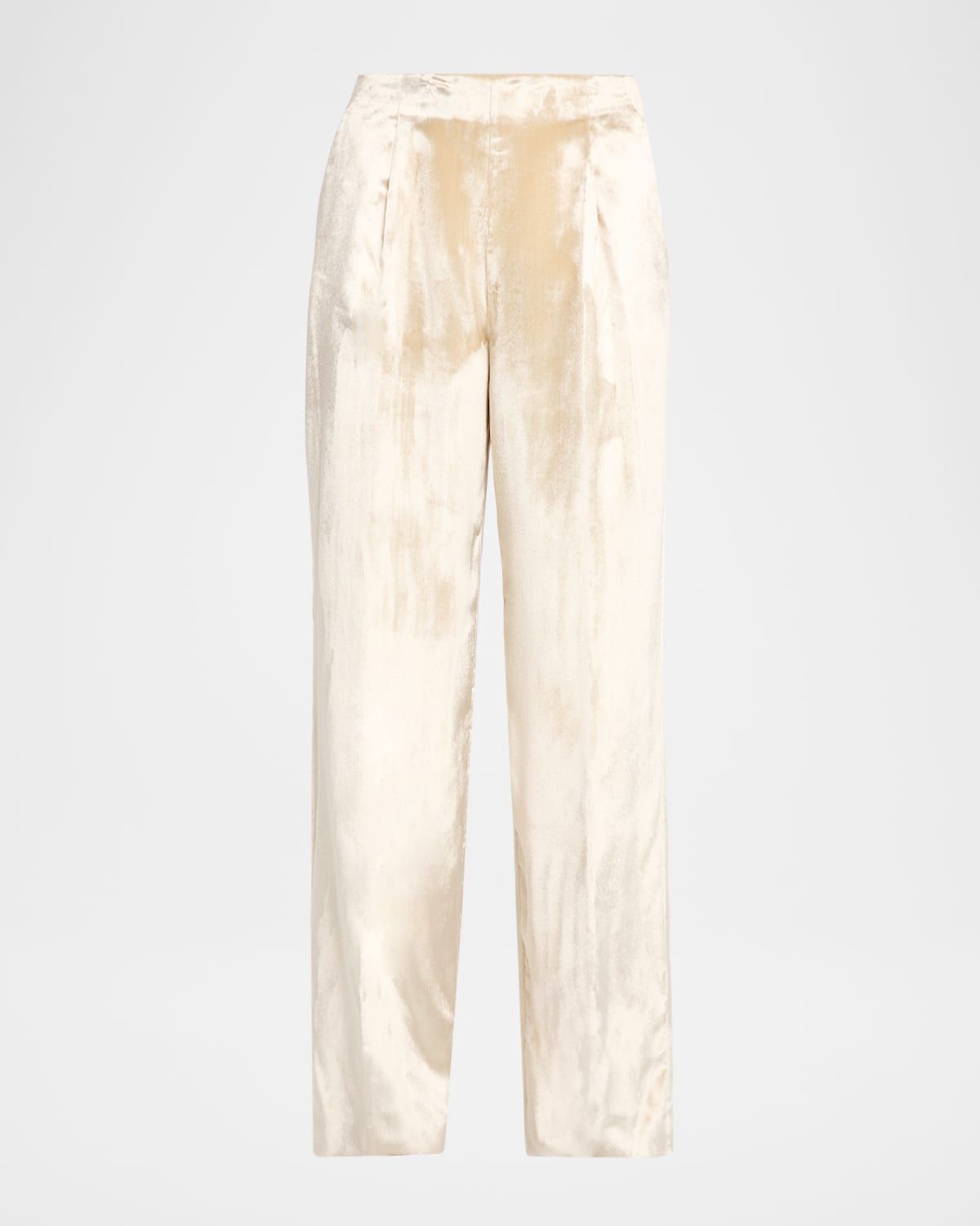 Shiny Velvet Straight-Leg Trousers