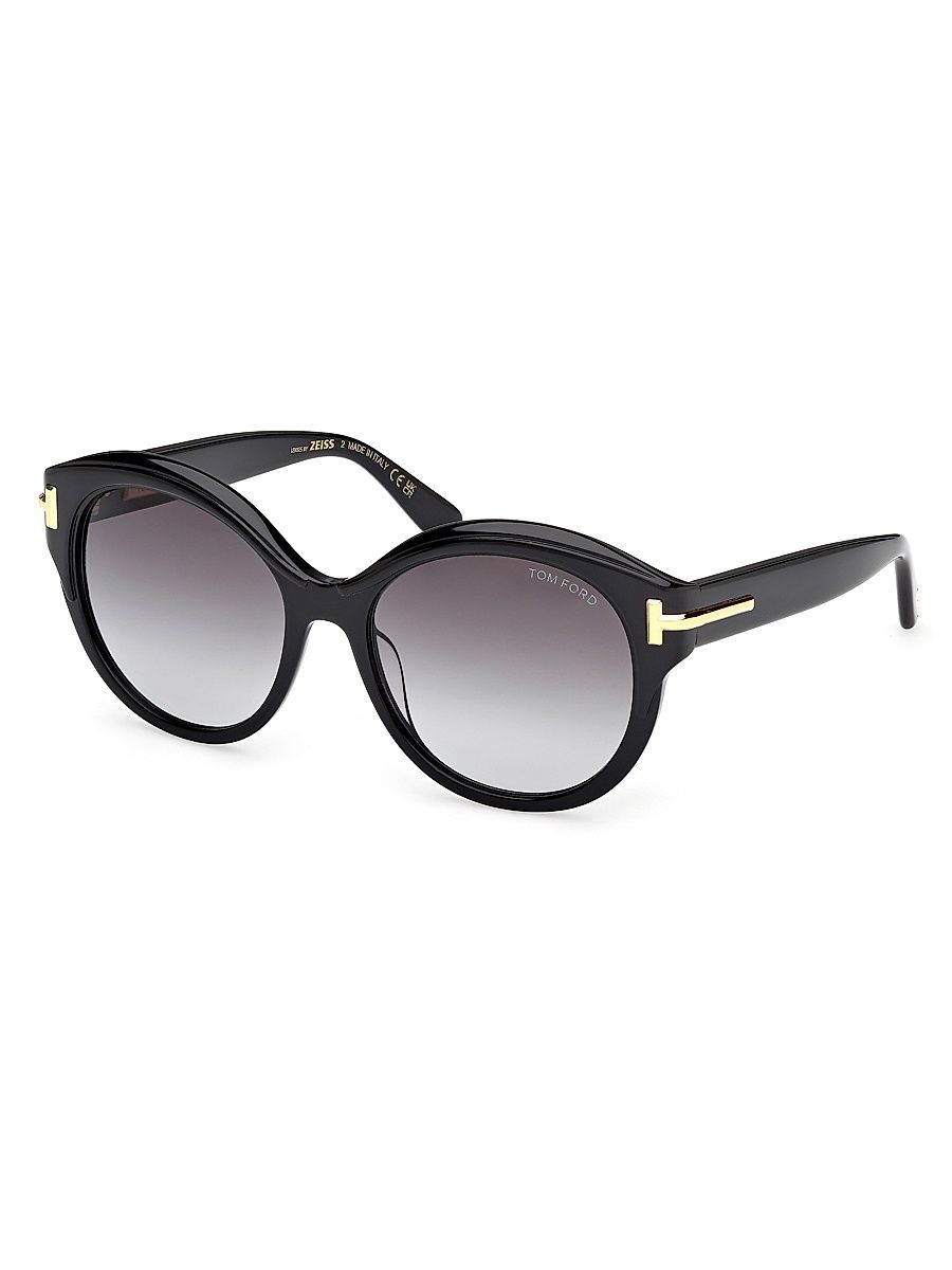Women's TOM FORD ICON 57MM Round Sunglasses - Black Grey