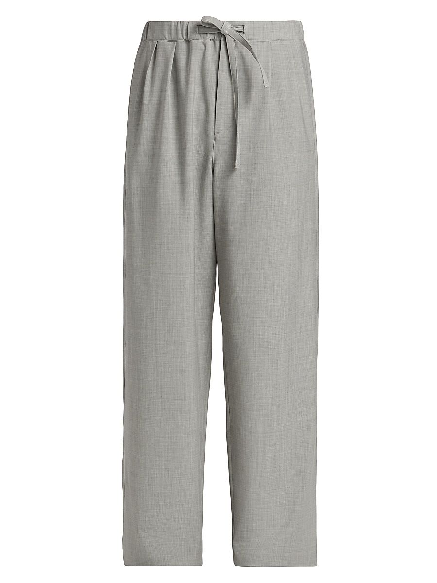 Men's Drawstring Wool-Blend Trousers - Grey - Size Small