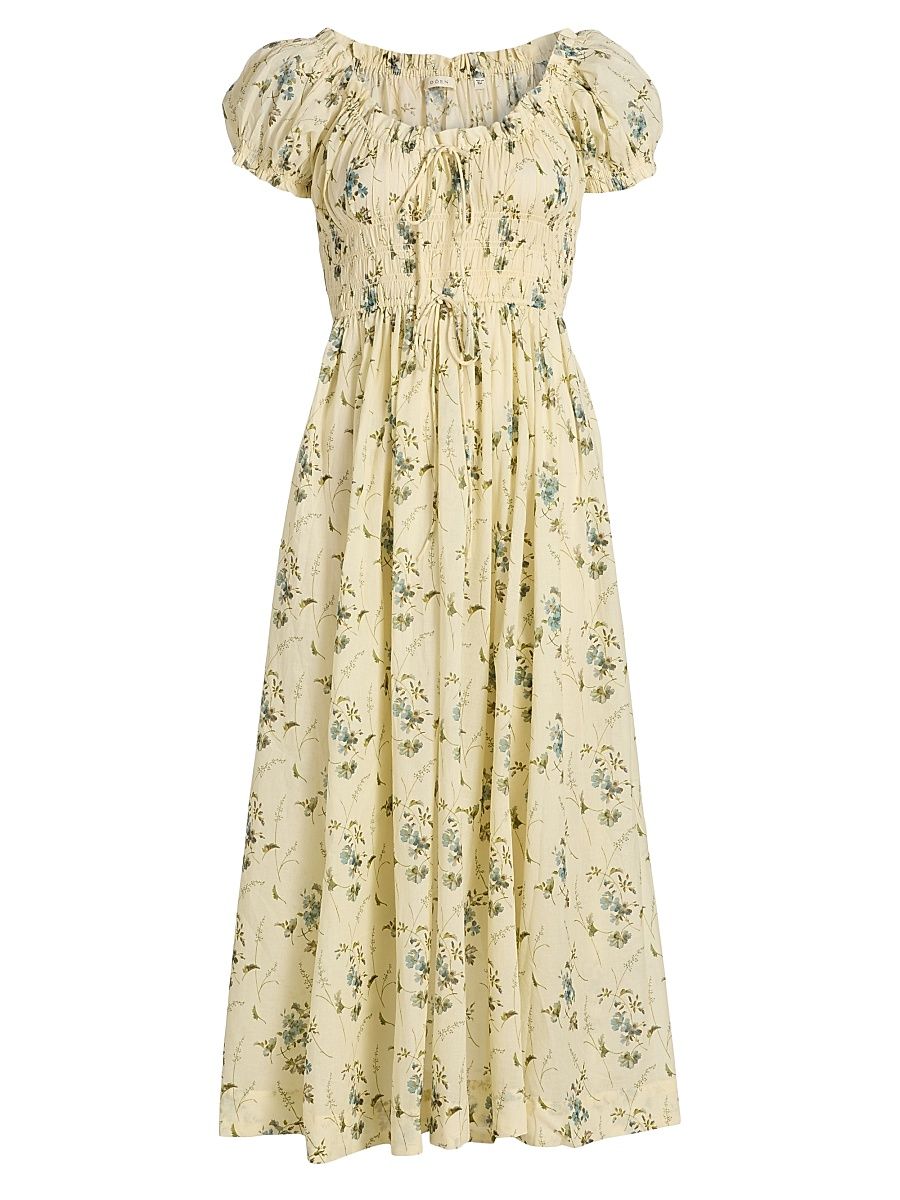 Women's Ashlynn Floral Cotton Midi-Dress - Sunshine Prairie Rose - Size XS