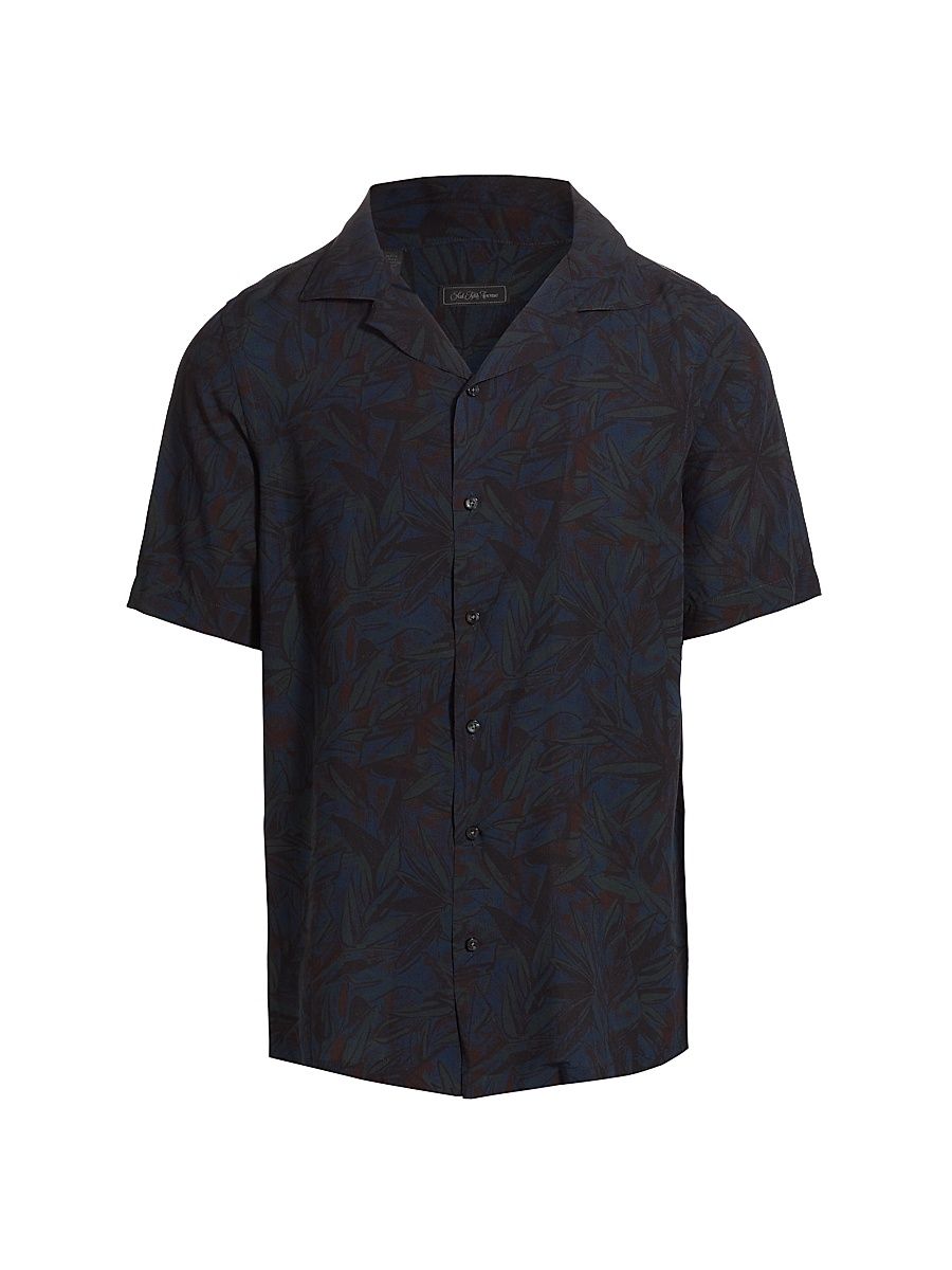 Men's COLLECTION Abstract Leaf Camp Shirt - Navy - Size XL