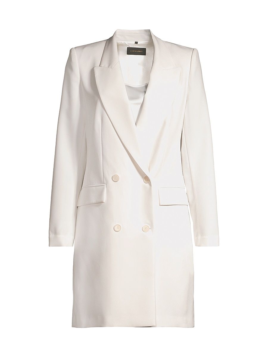 Women's Ivy Double-Breasted Twill Blazer Dress - Ivory - Size Medium