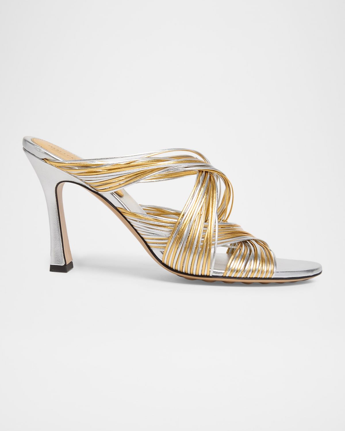 90mm Rana Metallic Leather Tubular Mules