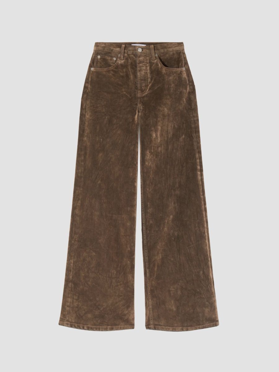 Re/done Women's Flocked High-Rise Wide-Leg Jeans - Beige Flock - Size 32