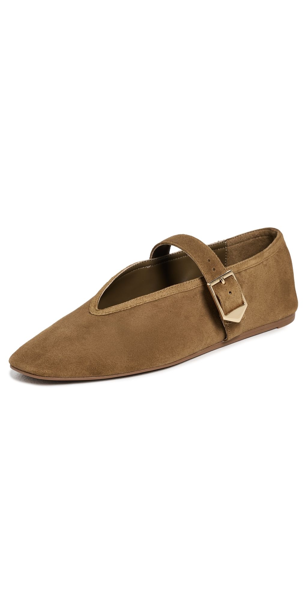 Schutz Vick Buckle Flats Dried Olive 8.5