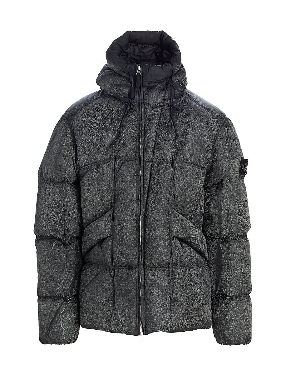 Men's Quilted Puffer Jacket - Black - Size Medium